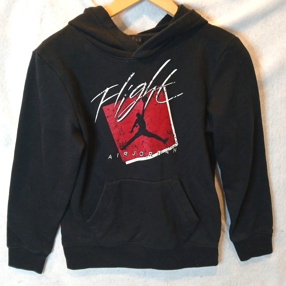 Nike Air Jordan Boys Hoodie 10-12 Black Red Pullover Sweatshirt‎ Basketbal